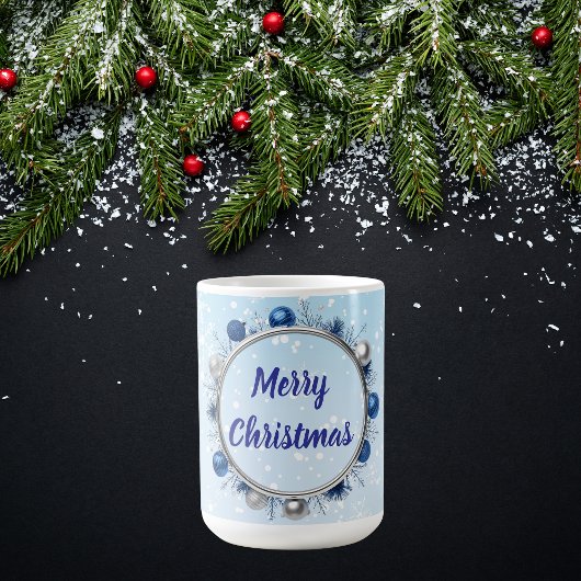 Elegant Silver Frame on Light Blue Koffiemok