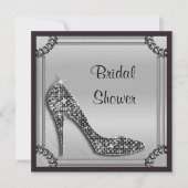 Elegant Silver Framed Black Stiletto Vrijgezellenf Kaart (Voorkant)