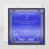 Elegant Silver Framed Blue Stiletto 18th Birthday Kaart (Achterkant)