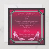 Elegant Silver Framed Pink Stiletto 50th Birthday Kaart (Achterkant)