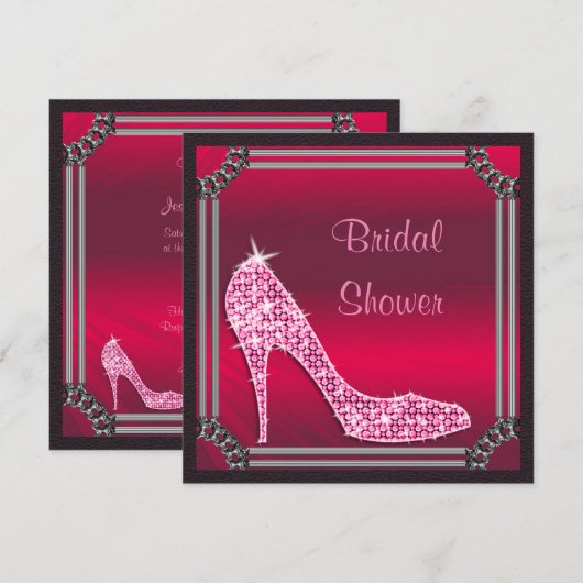 Elegant Silver Framed Pink Stiletto Vrijgezellenfe Kaart (Voorkant / Achterkant)