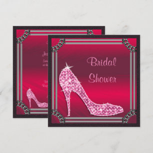 Elegant Silver Framed Pink Stiletto Vrijgezellenfe Kaart