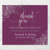 Elegant Silver Frills op het cassis Weddenschap Ha Sparkling Wijnetiket (Enkel label)