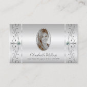 Elegant Silver  gekantelde juwelen met foto Visitekaartje (Voorkant)