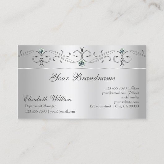 Elegant Silver  gekantelde juwelen met Logo Visitekaartje (Achterkant)