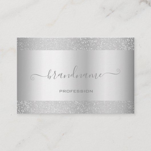 Elegant Silver gekleurd met  Zilvergrens Visitekaartje (Voorkant)
