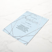 Elegant Silver Geometric op Light Blue | Baptisme Folie Uitnodiging (Gedraaid)