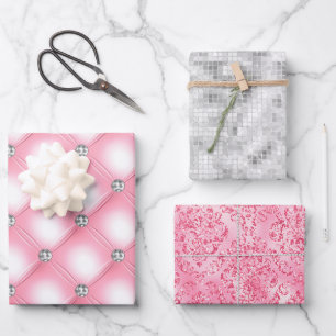 Elegant Silver Glam Bling Silver Glitter Gift Inpakpapier Vel