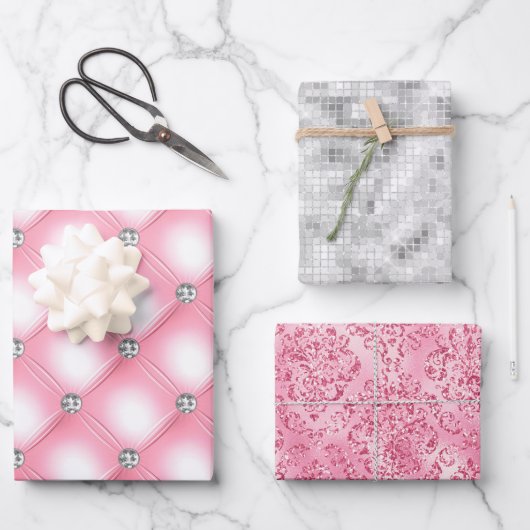 Elegant Silver Glam Bling Silver Glitter Gift Inpakpapier Vel (Voorkant)