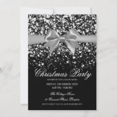 Elegant Silver Glam Bow Christmas Party  Kaart (Voorkant)