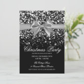 Elegant Silver Glam Bow Christmas Party  Kaart (Staand voorkant)
