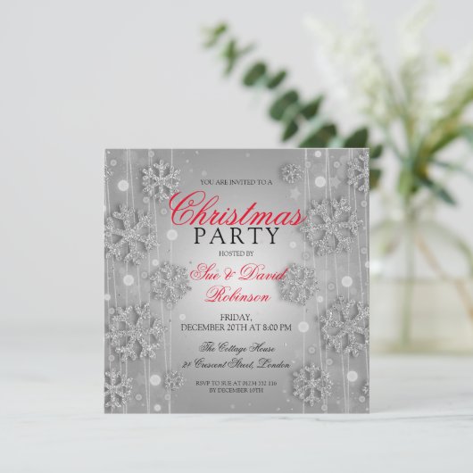 Elegant Silver Glam Kerstfeestdag Kaart (Staand voorkant)