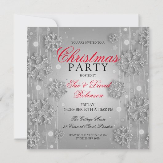 Elegant Silver Glam Kerstfeestdag Kaart (Voorkant)