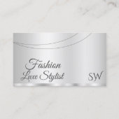 Elegant Silver Glamoureus met Initialen Stijlvol Visitekaartje (Voorkant)