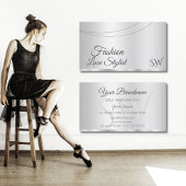 Elegant Silver Glamoureus met Initialen Stijlvol Visitekaartje