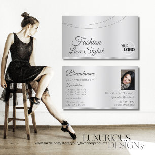 Elegant Silver Glamoureus met Logo en foto's Visitekaartje
