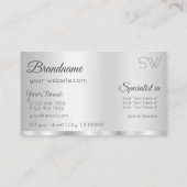 Elegant Silver Glamoureus met monogram Stijlvol Visitekaartje (Achterkant)