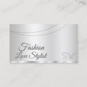 Elegant Silver Glamoureus met monogram Stijlvol Visitekaartje (Voorkant)