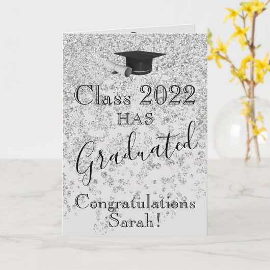 Elegant Silver Glitter 2022 heeft foto gemaakt Kaart (Gele Bloem)