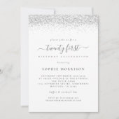 Elegant Silver Glitter 21ste verjaardag Kaart (Voorkant)