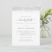 Elegant Silver Glitter 21ste verjaardag Kaart (Staand voorkant)