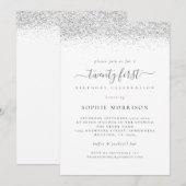 Elegant Silver Glitter 21ste verjaardag Kaart (Voorkant / Achterkant)