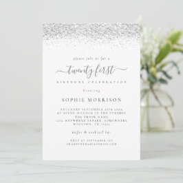 Elegant Silver Glitter 21ste verjaardag Kaart