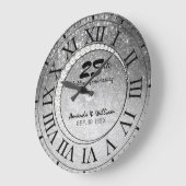 Elegant Silver Glitter 25th Wedding Jubileum Grote Klok (Hoek)