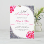 Elegant Silver Glitter 25th Wedding Jubileum Kaart (Staand voorkant)