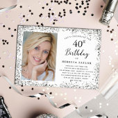 Elegant Silver Glitter 40th Birthday Kaart