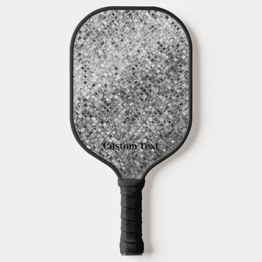Elegant Silver Glitter - aangepaste tekst Pickleball Paddle (Voorkant)