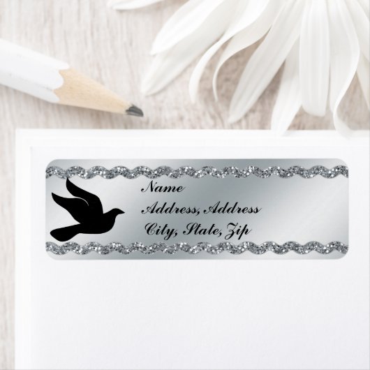 Elegant Silver Glitter-adreslabel Etiket (Insitu)