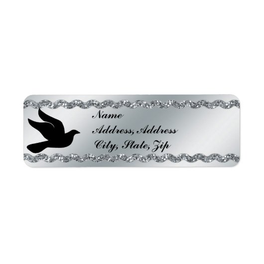 Elegant Silver Glitter-adreslabel Etiket (Voorkant)