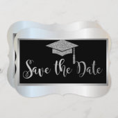 Elegant Silver Glitter Afstuderen sparen de Datum Save The Date (Voorkant / Achterkant)