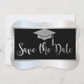 Elegant Silver Glitter Afstuderen sparen de Datum Save The Date (Voorkant)