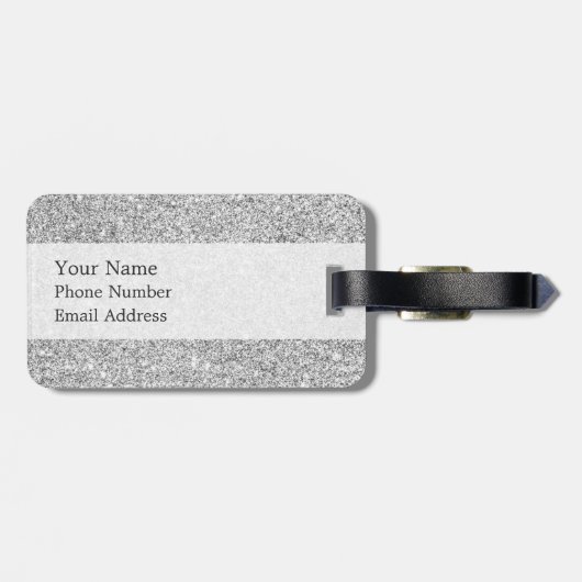 Elegant Silver Glitter Bagagelabel (Achterkant horizontaal)