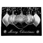 Elegant Silver Glitter Baubles Merry Kerstry Groot Cadeauzakje (Voorkant)