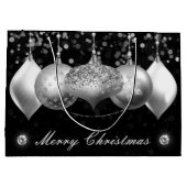 Elegant Silver Glitter Baubles Merry Kerstry Groot Cadeauzakje (Achterkant)