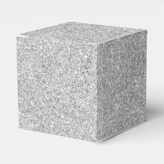 Elegant Silver Glitter Bedankdoosjes (Voorkant Zijde)