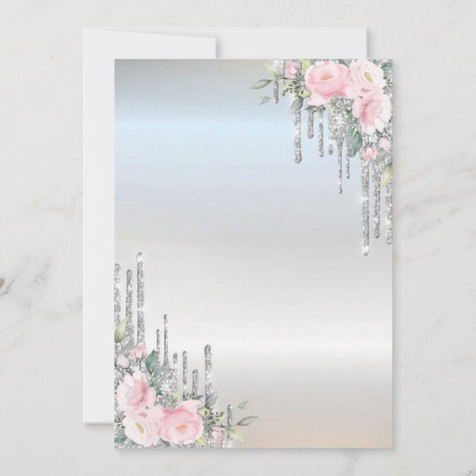 Elegant Silver Glitter bestuurt Rozen 80e verjaard Kaart (Achterkant)