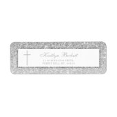 Elegant Silver Glitter Bevestiging of Baptisme Etiket (Voorkant)