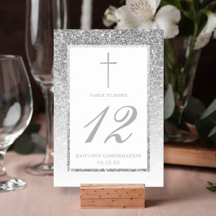 Elegant Silver Glitter Bevestiging of Baptisme Kaart
