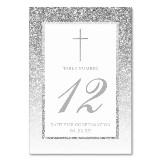 Elegant Silver Glitter Bevestiging of Baptisme Kaart (Achterkant)