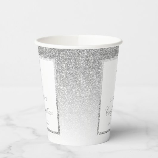 Elegant Silver Glitter Bevestiging of Baptisme Papieren Bekers (Links)