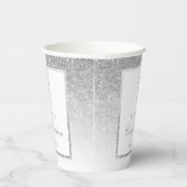 Elegant Silver Glitter Bevestiging of Baptisme Papieren Bekers (Rechts)