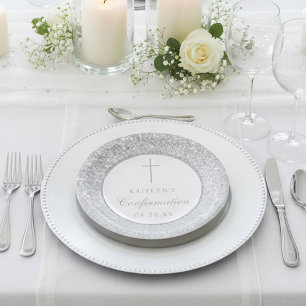 Elegant Silver Glitter Bevestiging of Baptisme Papieren Bordje