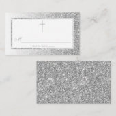 Elegant Silver Glitter Bevestiging of Baptisme Plaatskaartje (Voorkant / Achterkant)