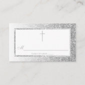 Elegant Silver Glitter Bevestiging of Baptisme Plaatskaartje (Voorkant)