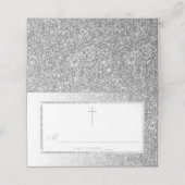 Elegant Silver Glitter Bevestiging of Baptisme Plaatskaartje (Buitenkant ongevouwen)