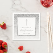Elegant Silver Glitter Bevestiging of Baptisme Servet (Insitu)